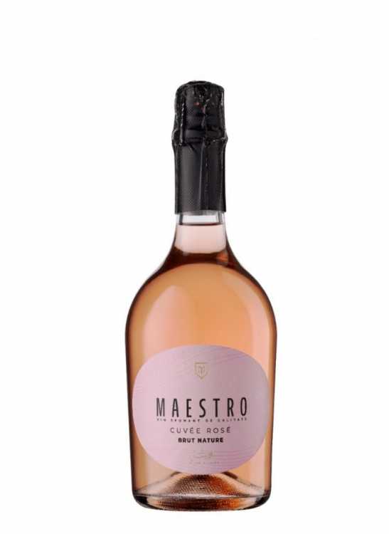 Шампанское «Maestro» 2022 Cuvee Rose, брют натюр розовое. 0,75